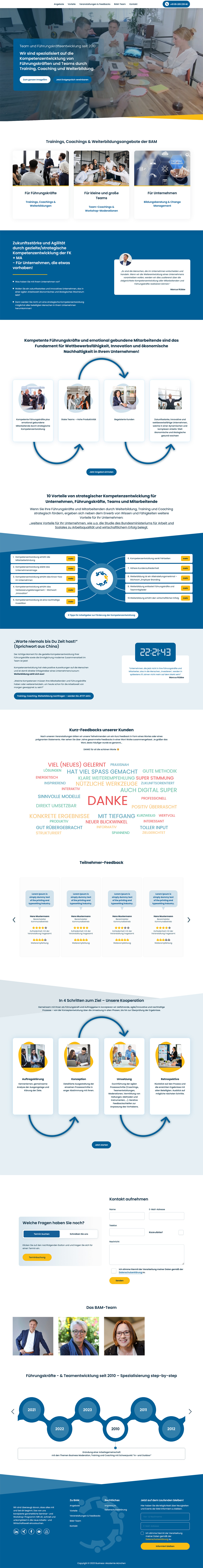 Das Bild zeigt die Webseite der Business-Akademie München als Desktopansicht.