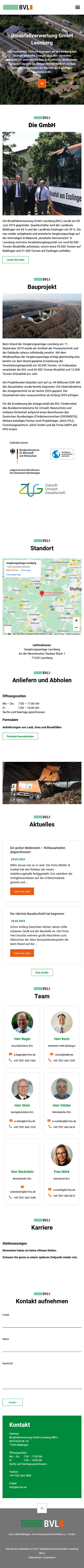 Das Bild zeigt die Webseite der Bioabfallverwertung GmbH als Mobilansicht.