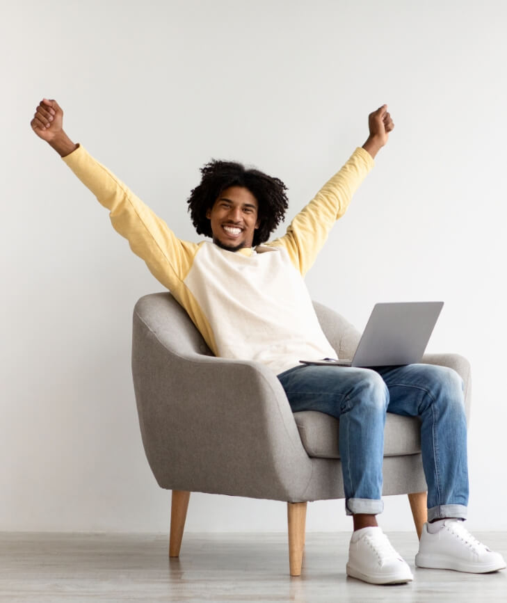 freelance career excited happy black male sitting 2022 12 16 07 10 36 utc