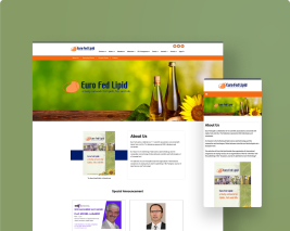 Das Bild zeigt die Webseite von Euro Fed Lipid als Desktopansicht und Mobilansicht auf einem grünen Hintergrund.
