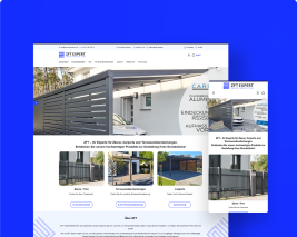Das Bild zeigt die Webseite von ZFT als Desktopansicht und Mobilansicht auf einem blauen Hintergrund.